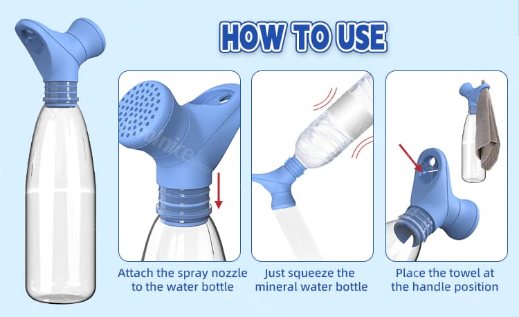 Step-by-step guide on how to use the silicone water bottle shower head