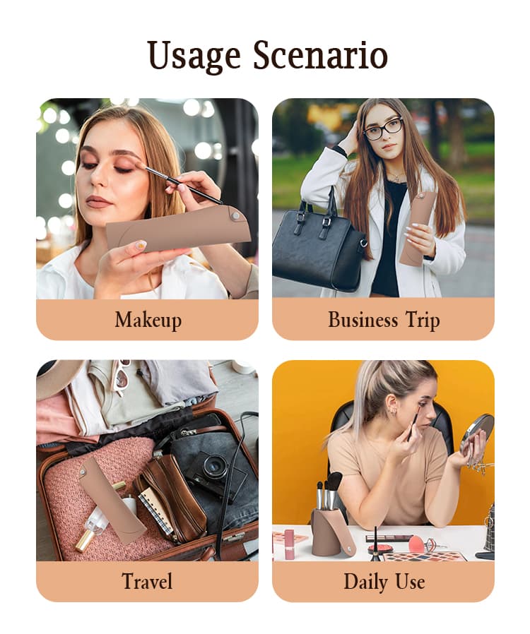 Usage scenarios for vertical silicone makeup brush holder
