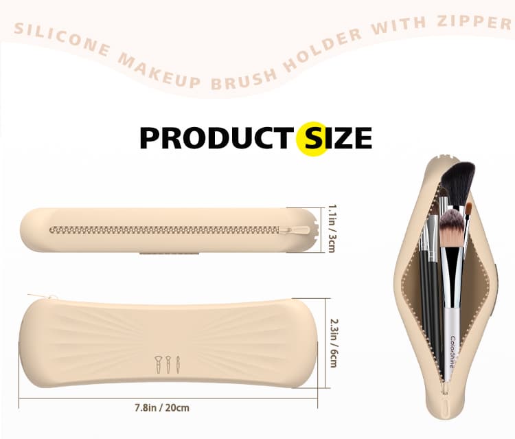 Dimensions of silicone makeup brush bag with zipper