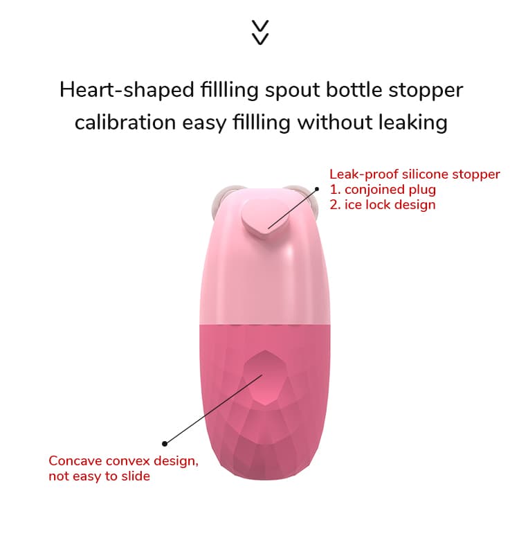 Leak-proof silicone ice roller with heart-shaped spout and anti-slip design
