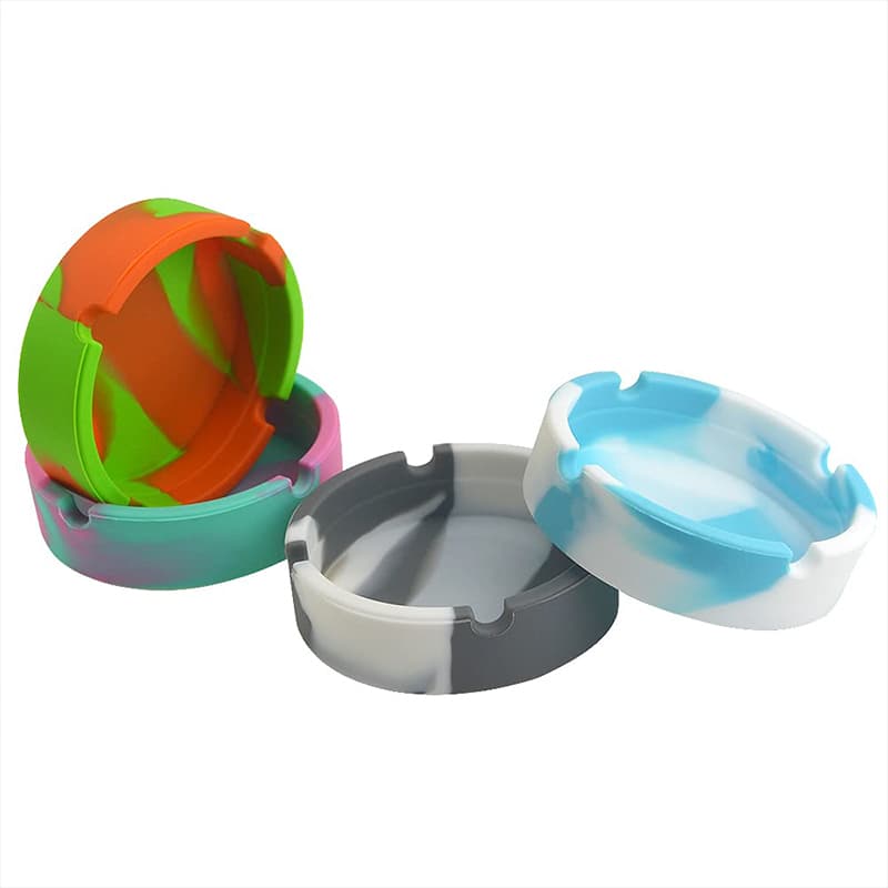 Silicone ashtray container for collecting cigarette ash and butts