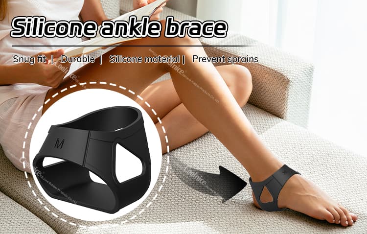 Silicone ankle brace worn on foot for sprain prevention