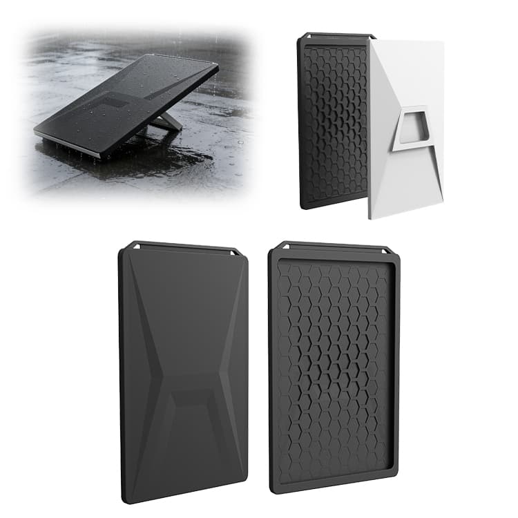 Rainproof performance and shock-absorbing design protect the Starlink Gen 3 dish from outdoor hazards.