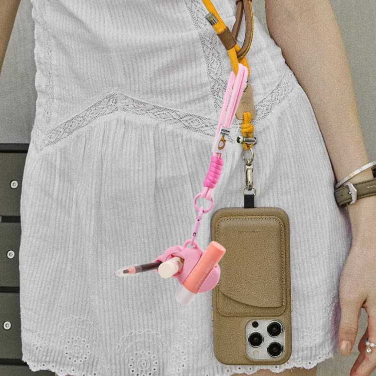 Silicone mini holder clip used with phone lanyard