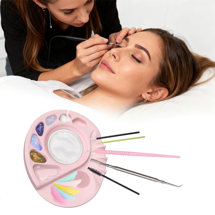 Silicone makeup mixing palette with multiple compartments for beauty tools