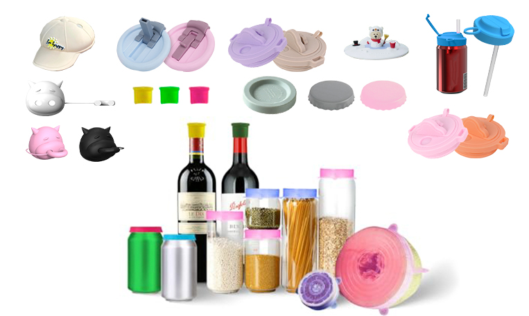 Custom food grade silicone lids for jars bottles cups and containers