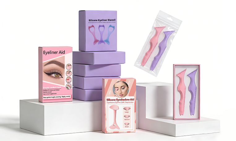 Custom Silicone Eyeliner Aid and Eyeshadow Stencil with Packaging