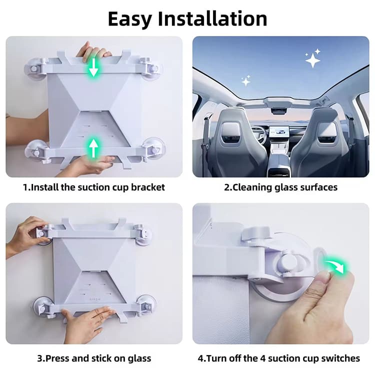 Special bracket and suction cups for mounting the Starlink Mini on various surfaces.