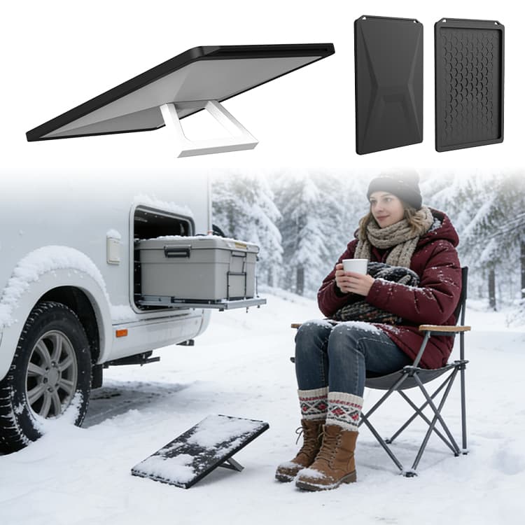 Starlink Gen 3 silicone case used during winter RV camping with snow protection