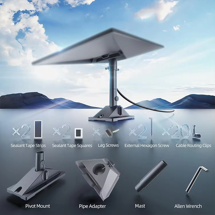 Starlink roof pivot mount kit with installation hardware