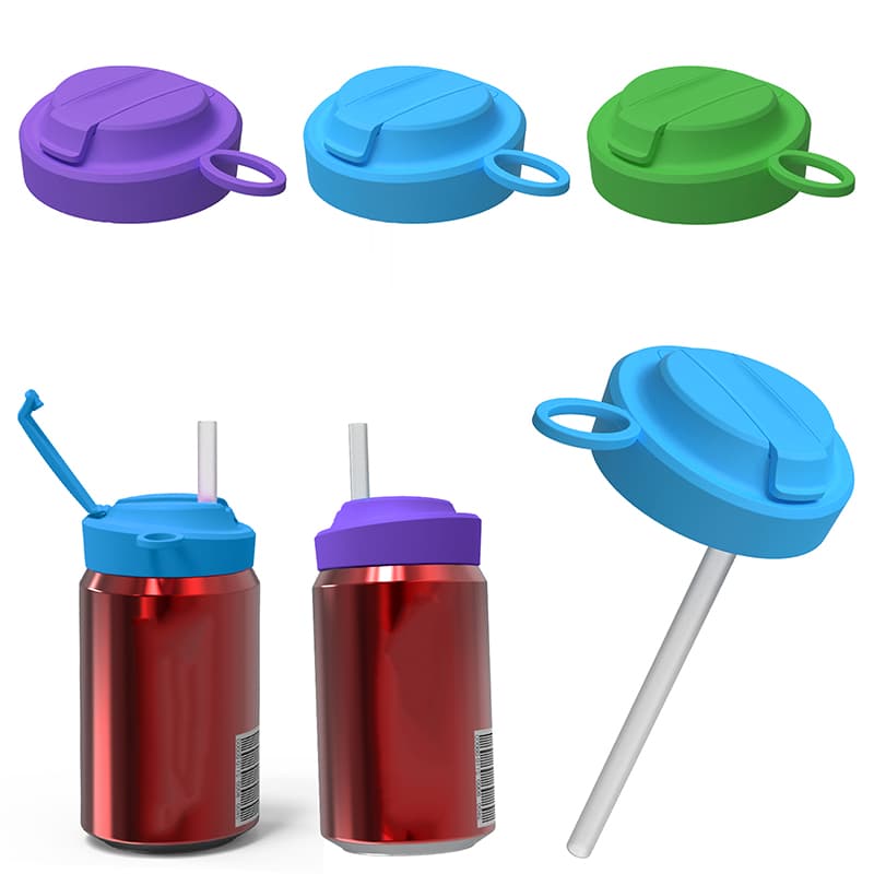 custom silicone can lid with straw hole