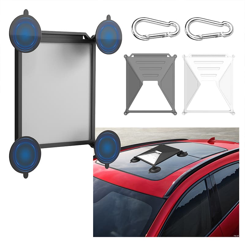 Starlink Mini magnetic silicone case with roof suction mounts for vehicle installation