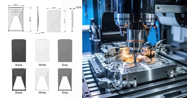 Starlink silicone protective case design dimensions with color options and CNC mold manufacturing process