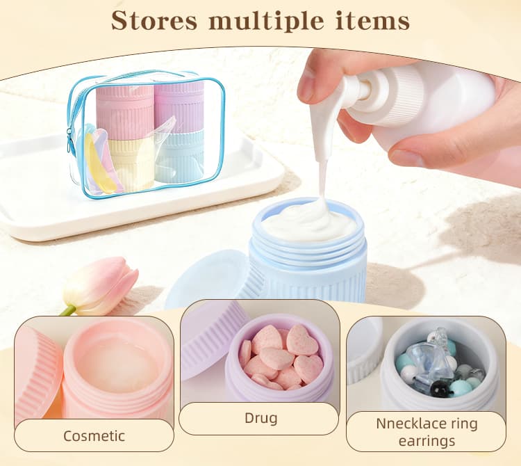 Multi-purpose silicone travel jars for cosmetics and accessories