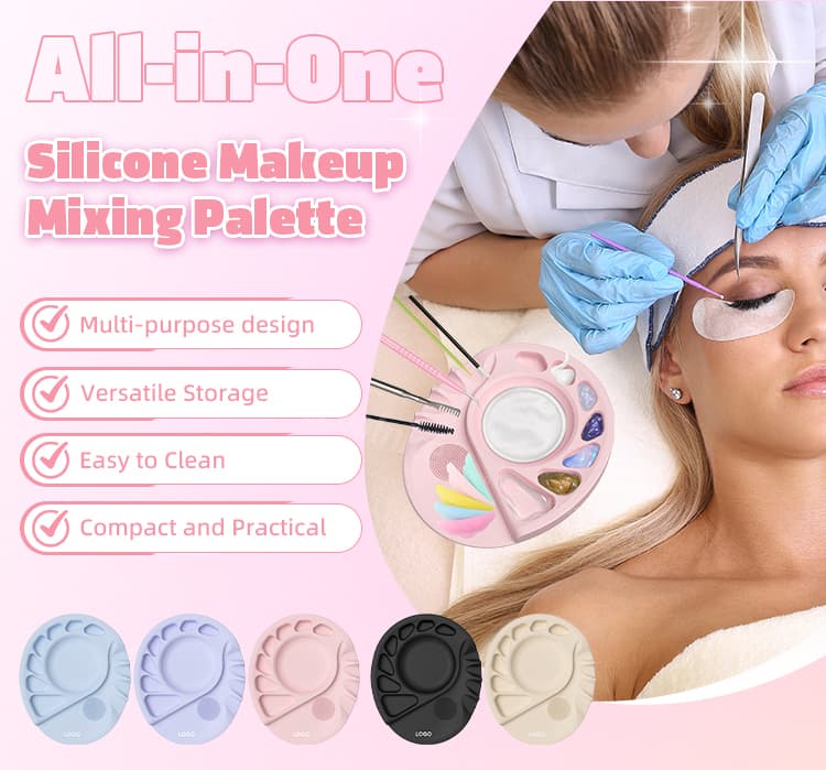 All-in-one silicone makeup mixing palette for eyelash, nail art, and makeup use