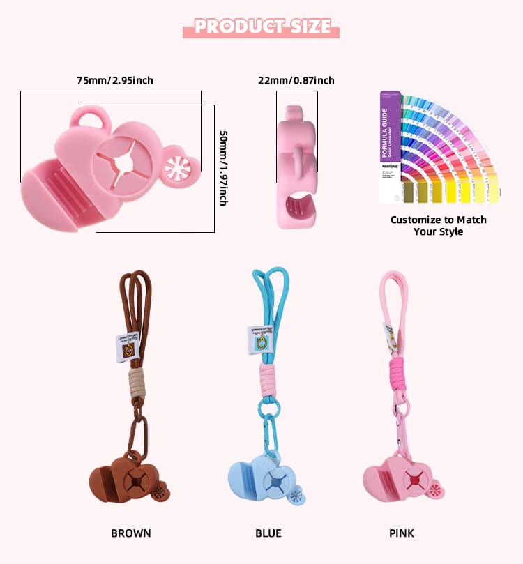Silicone lip gloss holder charm size and color options