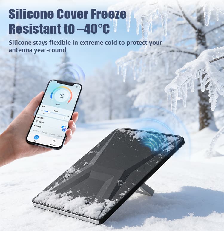 Freeze-resistant Starlink Gen 3 silicone cover tested in extreme winter conditions