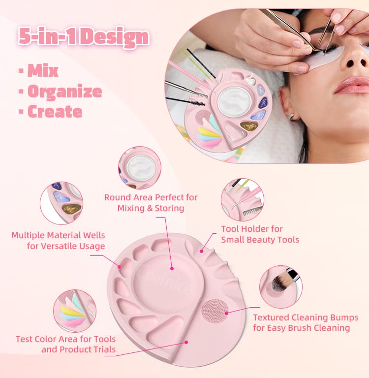 5-in-1 silicone makeup mixing palette with multiple functional compartments