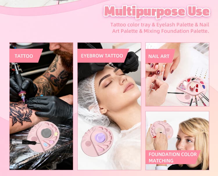 Multipurpose silicone makeup mixing palette for tattoo, eyelash, and nail art