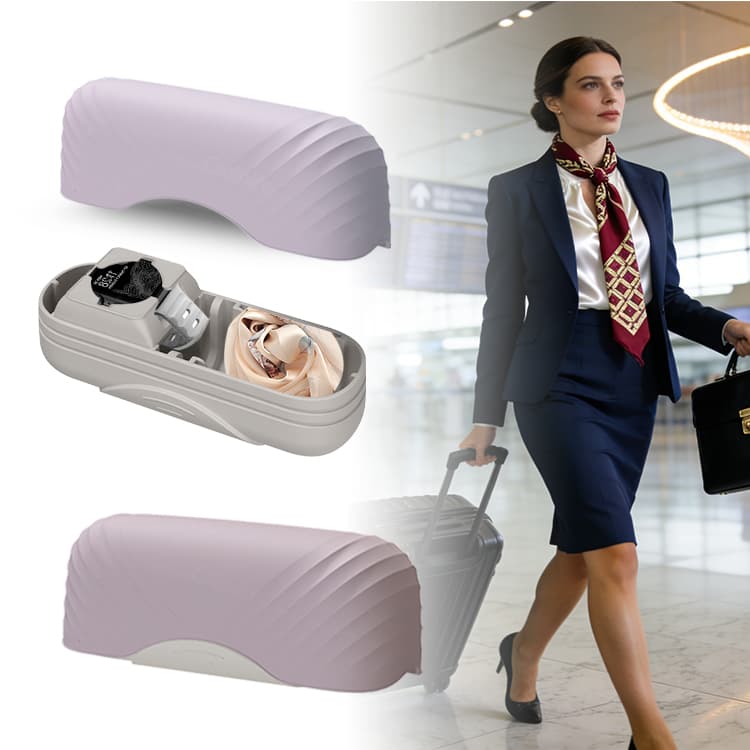 Silicone watch travel case used during business travel