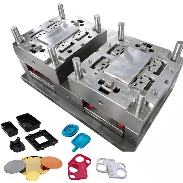 Precision mold and sample parts used for LSR injection molding