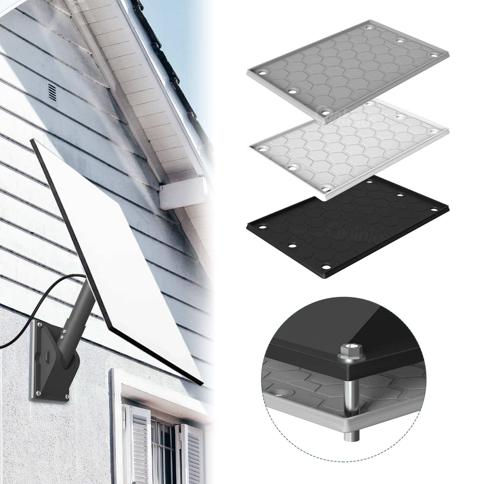 Starlink silicone protective pad installed on outdoor wall in real use scenario