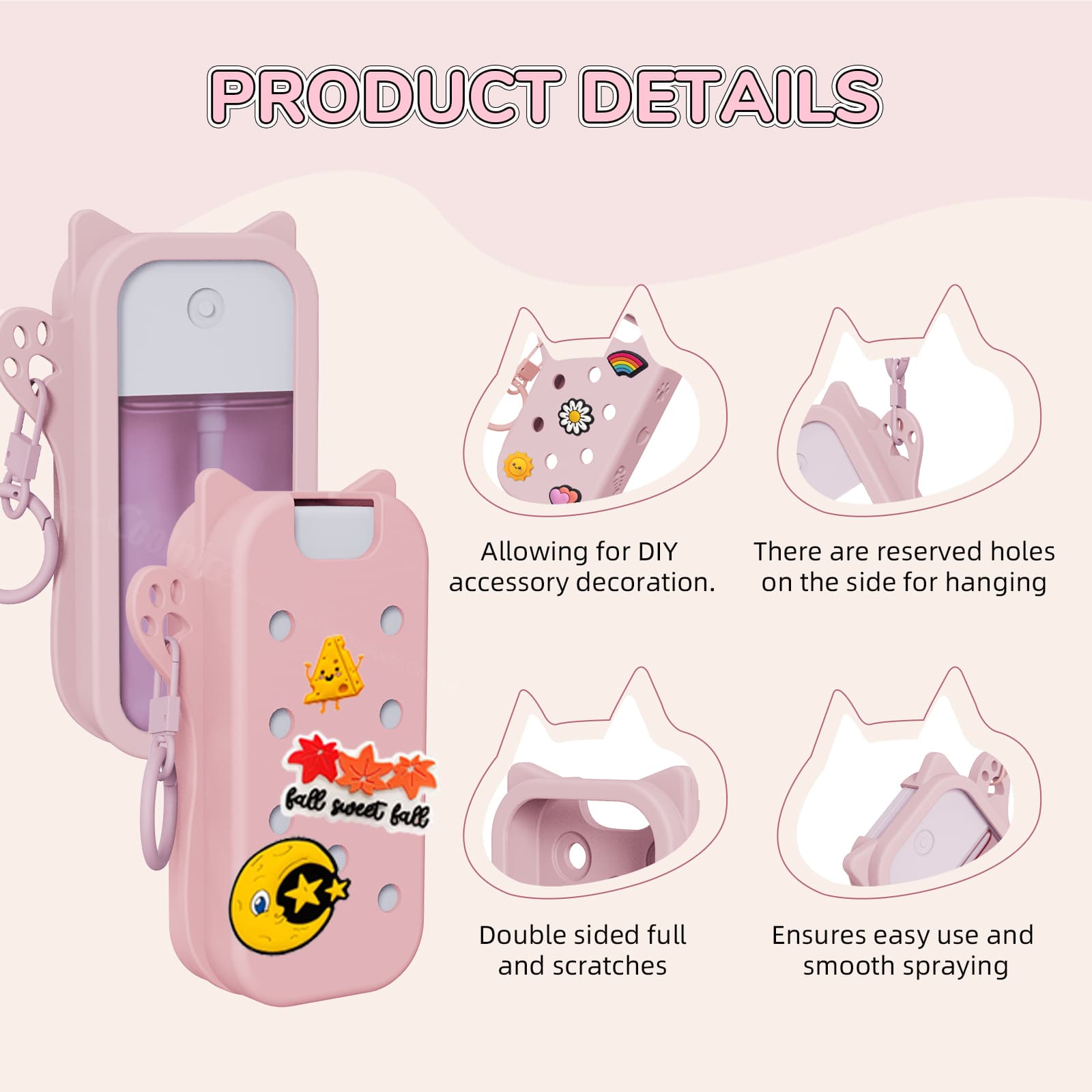 Silicone sanitizer holder drop protection comparison image