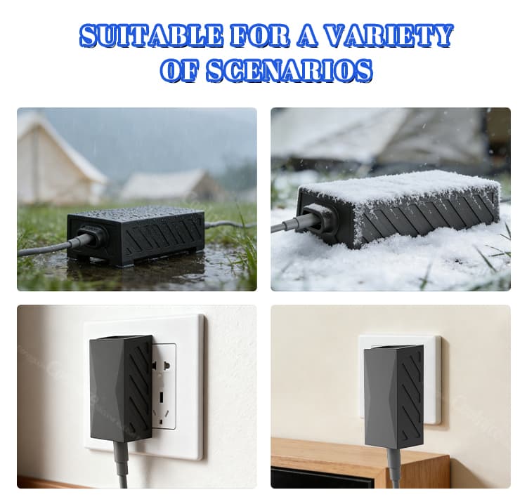 Starlink power adapter protective case used outdoors in rain and snow