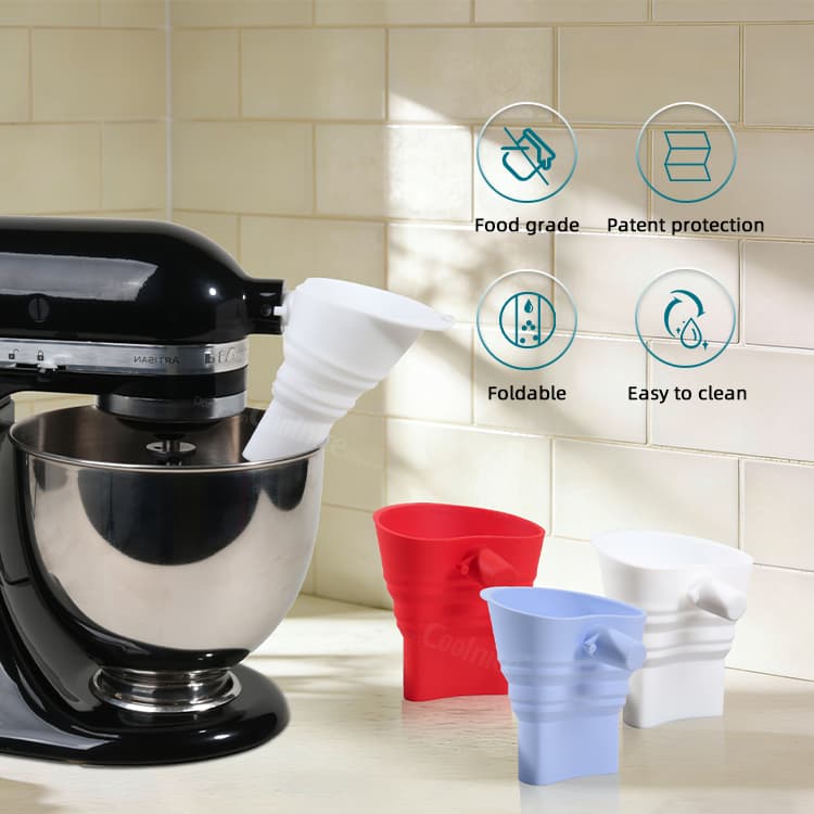 Food grade silicone flour funnel with foldable design