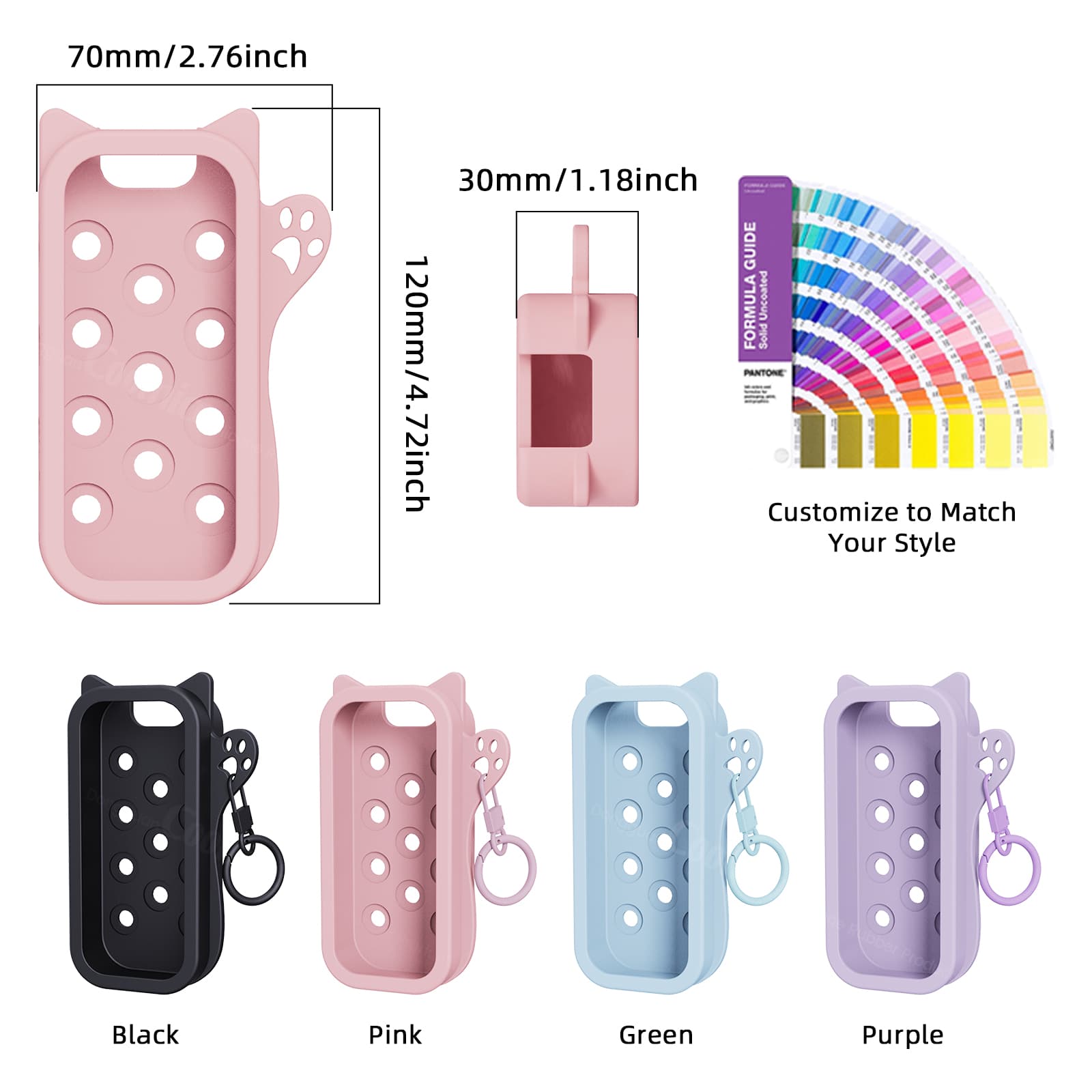 Silicone sanitizer holder case size 70mm with color options and custom color support