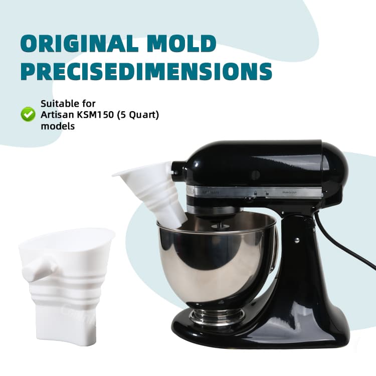 Extended flour funnel with precise mold dimensions