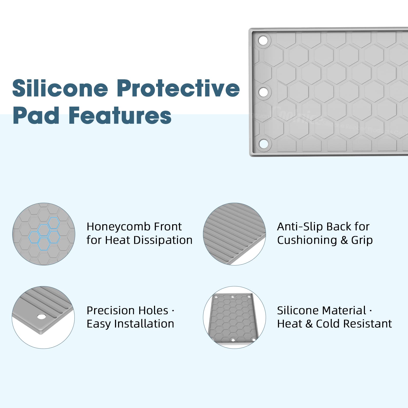 Silicone protective pad features honeycomb front and anti slip back design