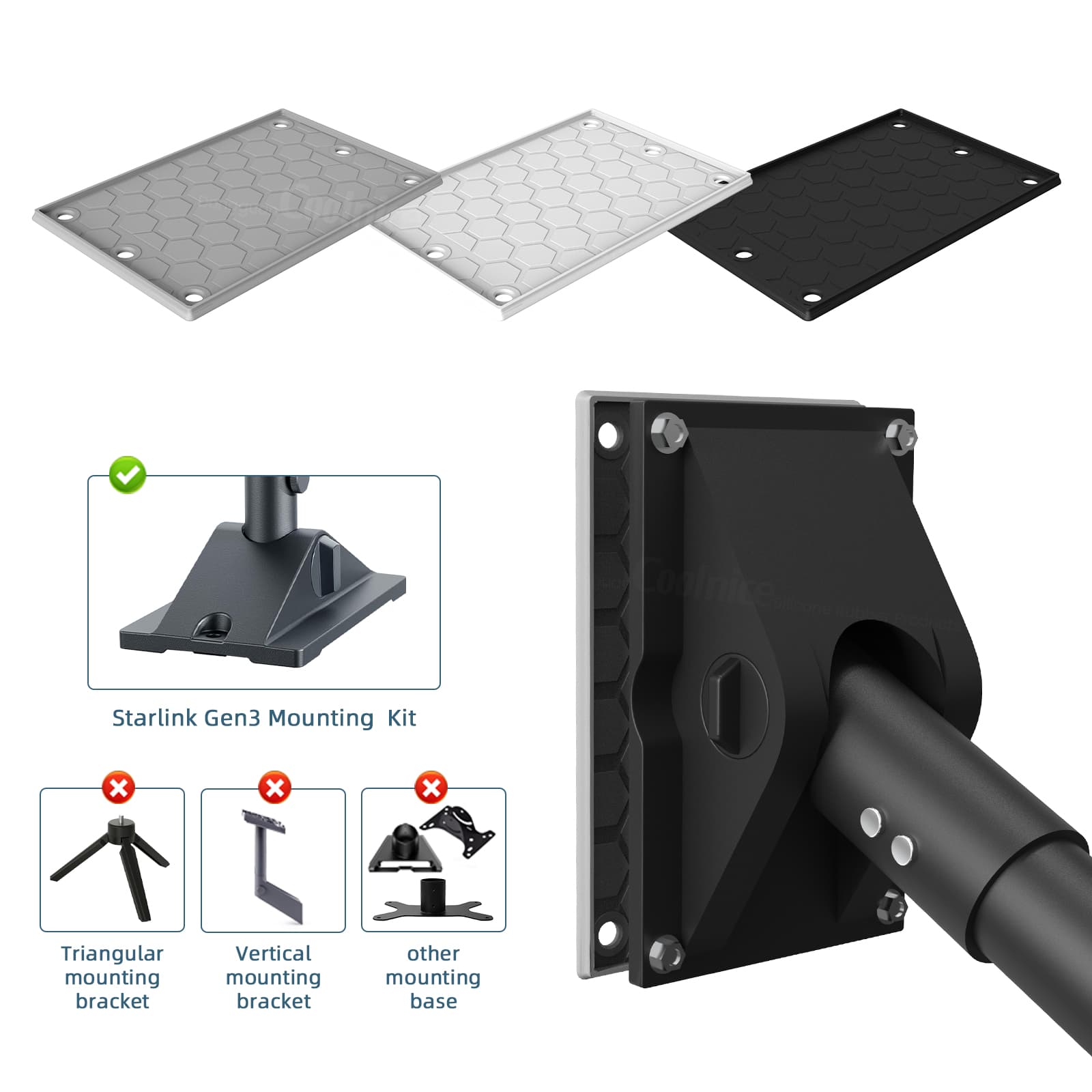 Starlink silicone mounting pad compatible with Gen 3 mounting kit