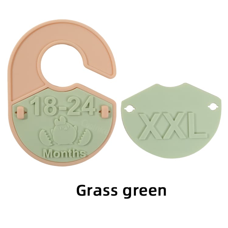 Silicone baby closet divider 18–24 months grass green with XXL size tag