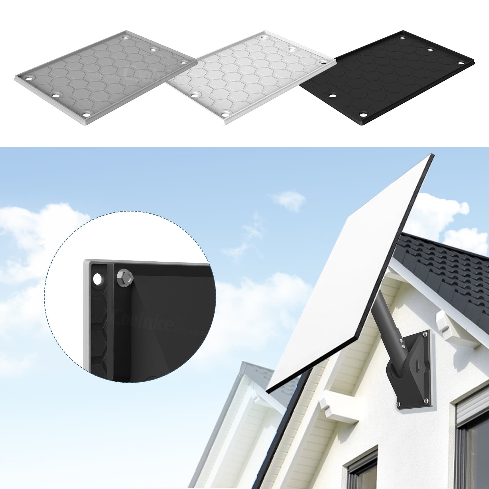 Silicone protective pad installed under Starlink wall mount base