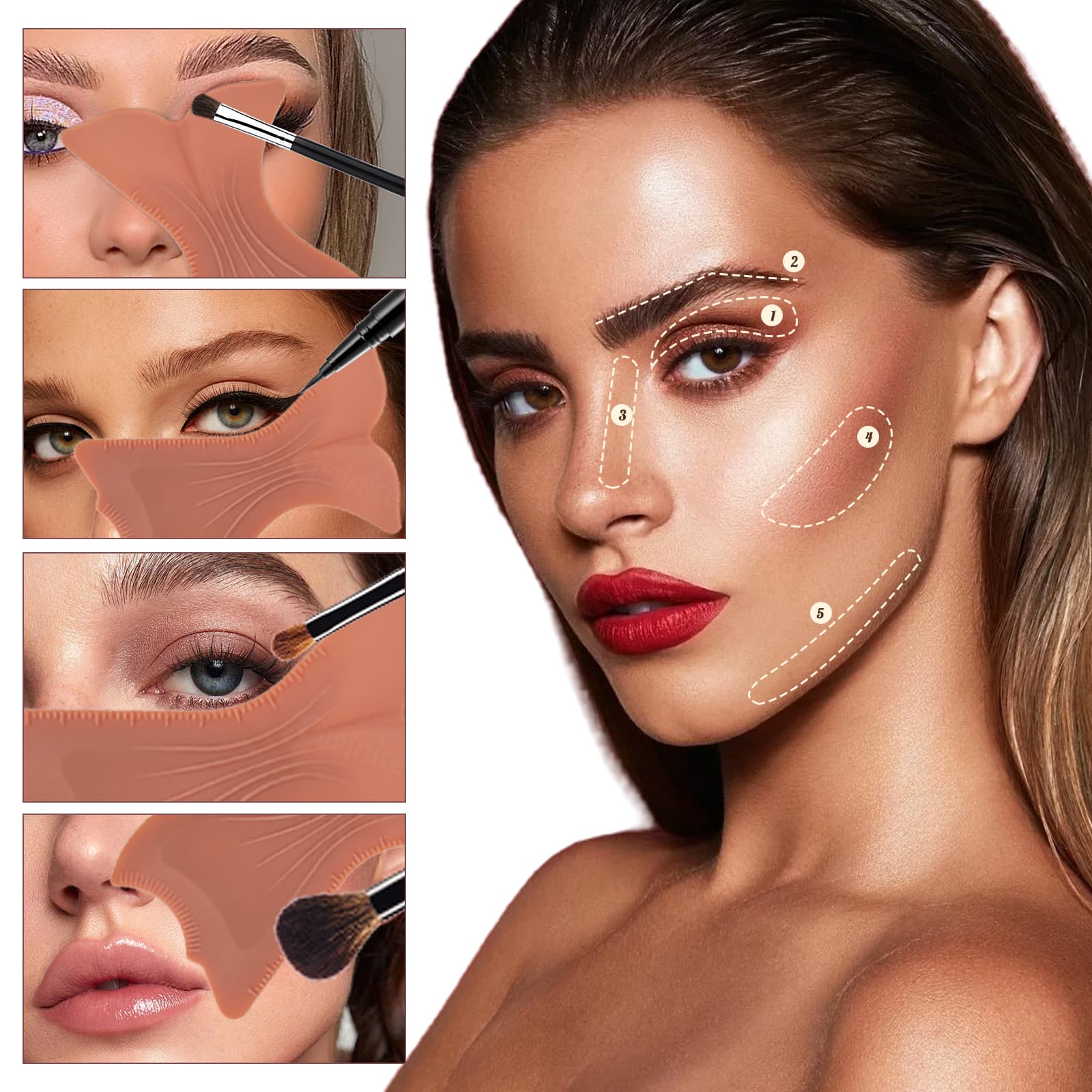 Silicone eye makeup shield for eyeliner eyeshadow contour and blush