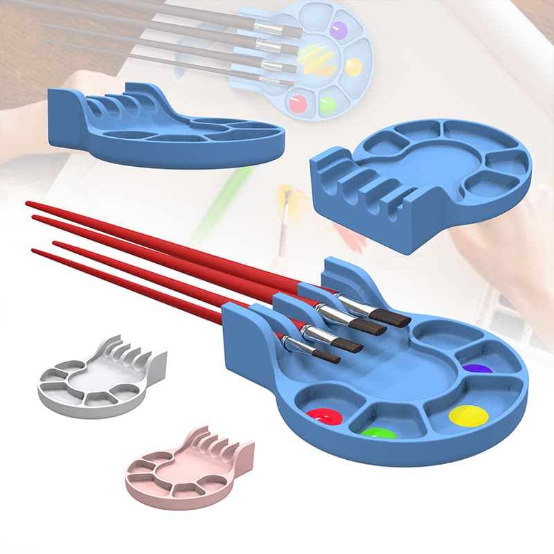 Silicone paintbrush holder with color slots