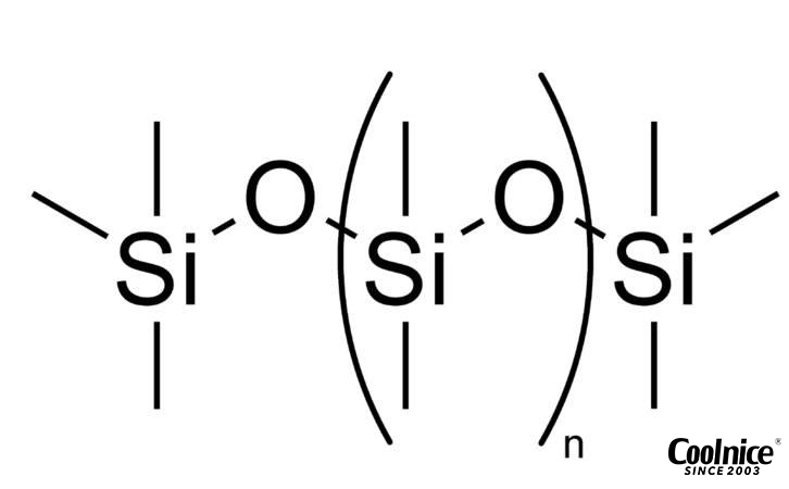 Silicone molecular structure showing silicon-oxygen backbone
