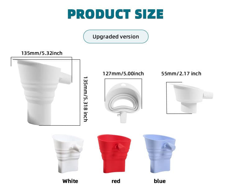 Extended flour funnel size dimensions and color options