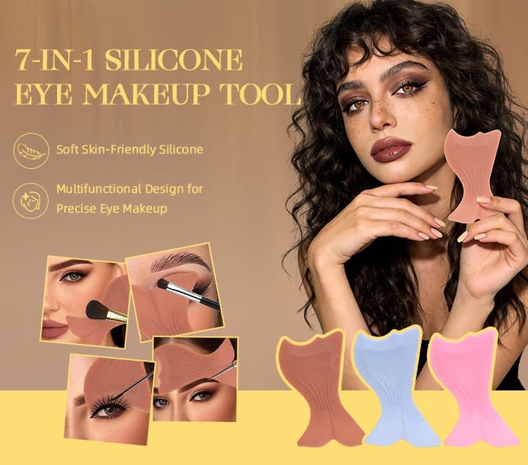 7-in-1 silicone eye makeup tool showing multifunctional eye makeup applications