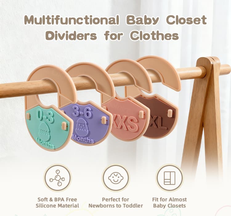 Multifunctional baby closet dividers organizing clothes by age