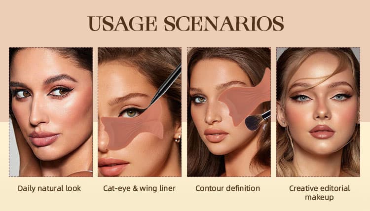Silicone eye makeup tool usage scenarios for different makeup styles