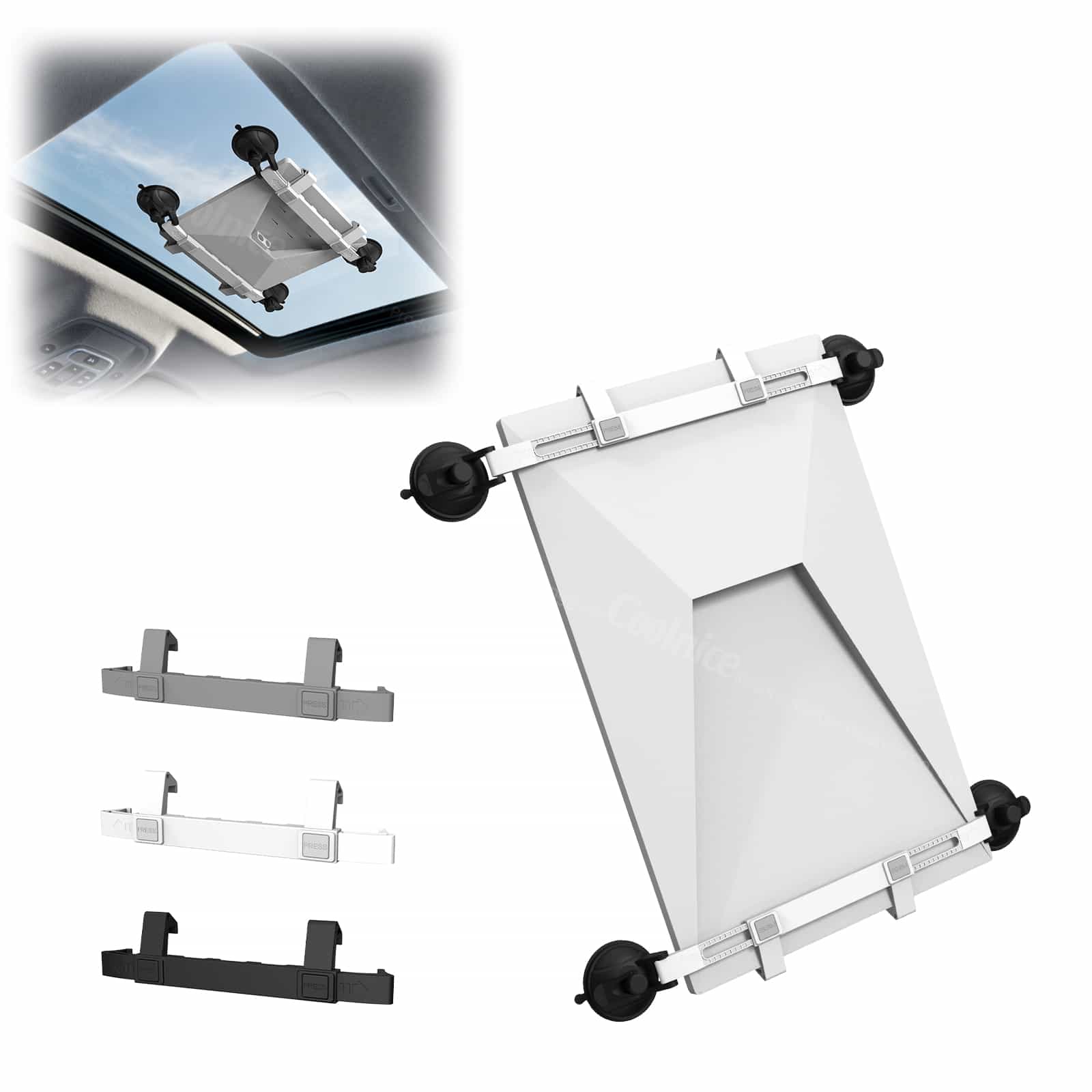 Starlink device secured with dual suction cups at angled installation