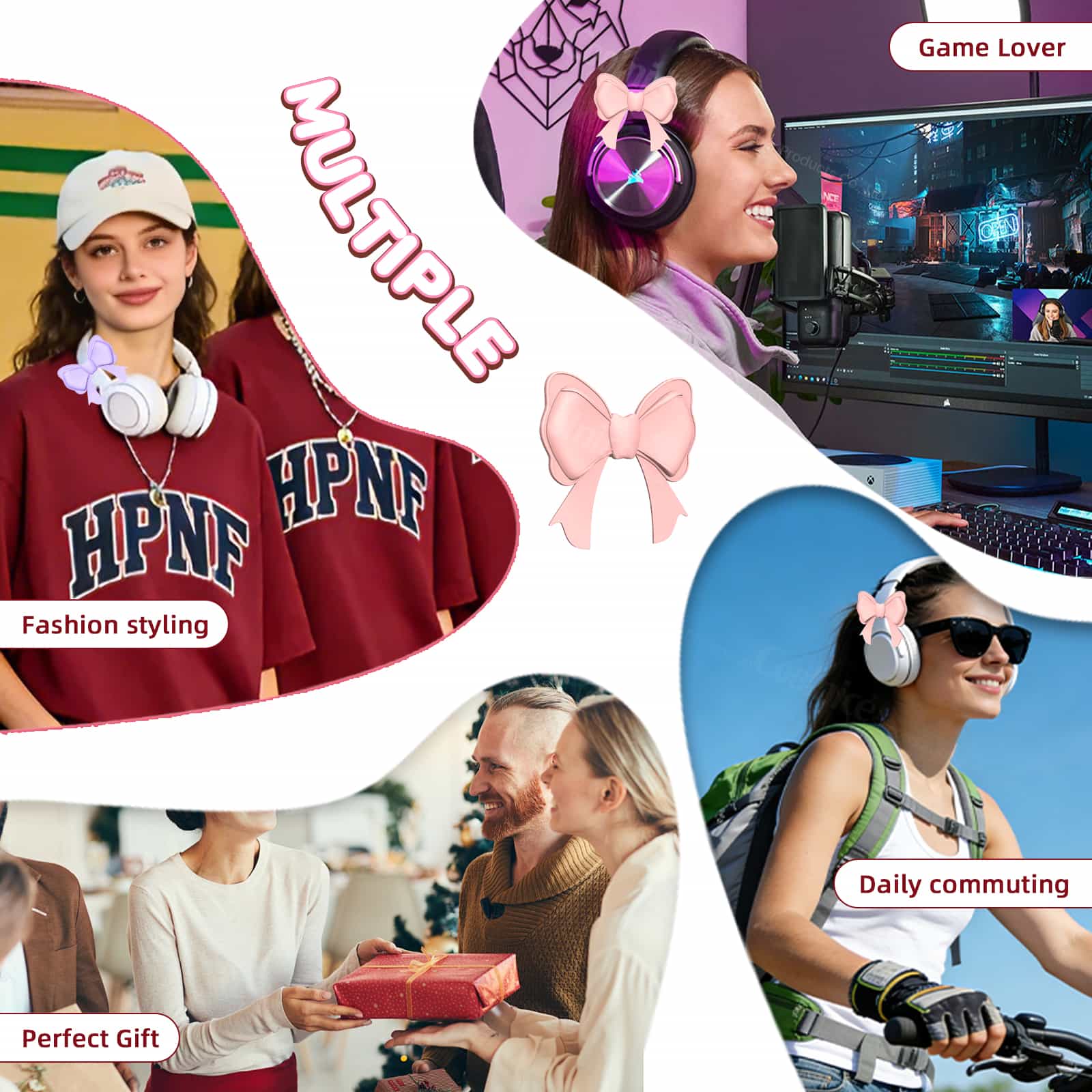 Headphone bow accessory as a cute gift idea for friends and family