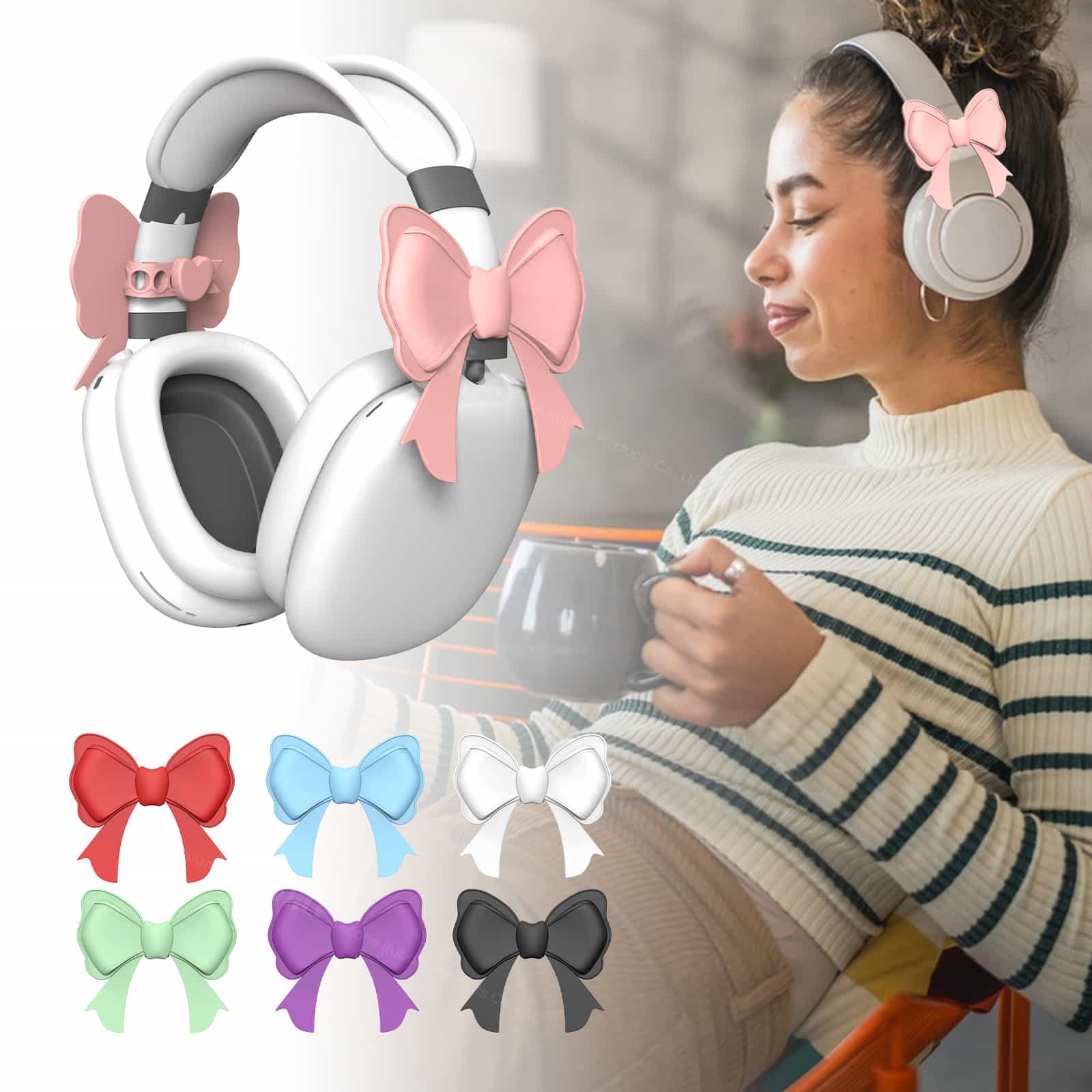 Multiple color options of silicone headphone bow accessories