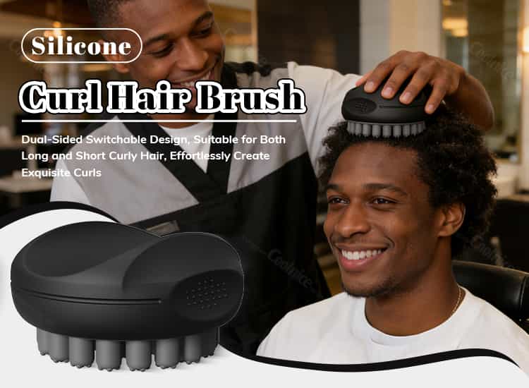 Silicone curl hair brush with dual-sided design for defining curly hair