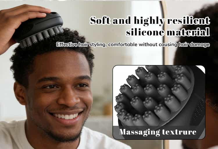 Soft silicone curl hair brush with scalp massage texture