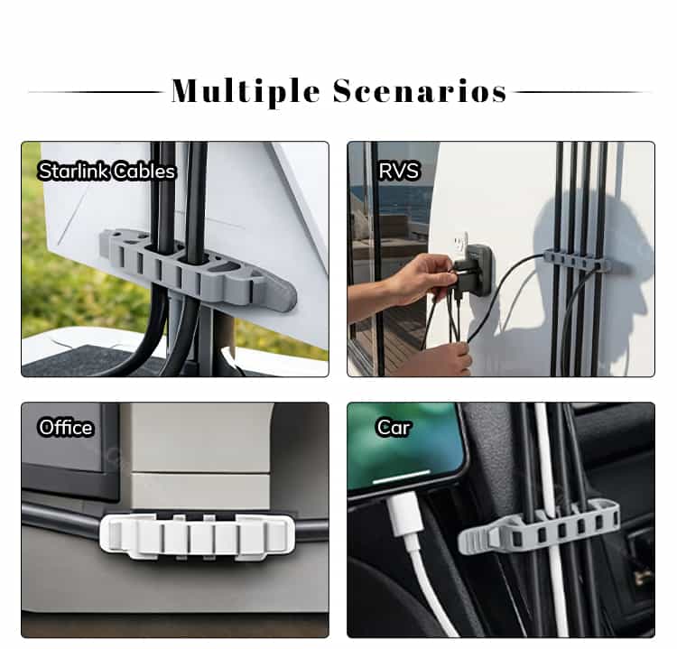 Starlink cable organizer used in RV office and car scenarios