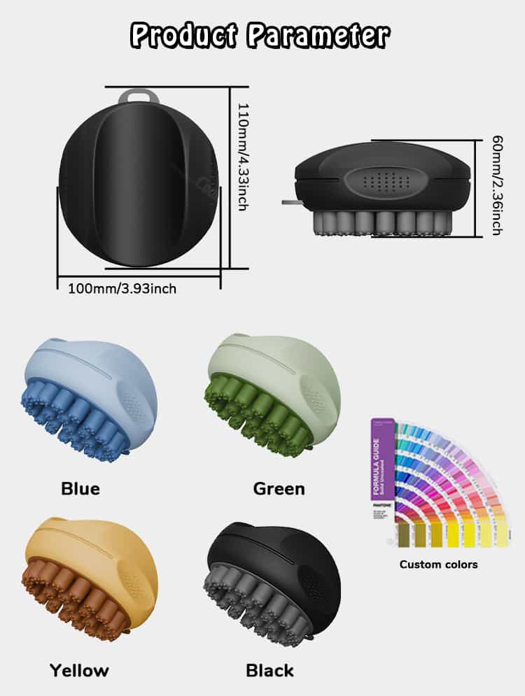 Silicone curl hair brush size and color options