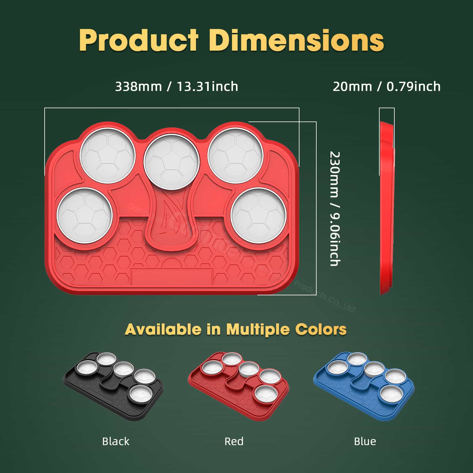 Silicone snack tray dimensions with multiple color options